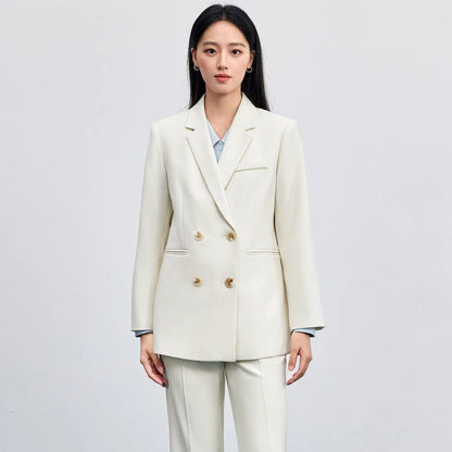 Double-Breasted Notched-Lapel Blazer