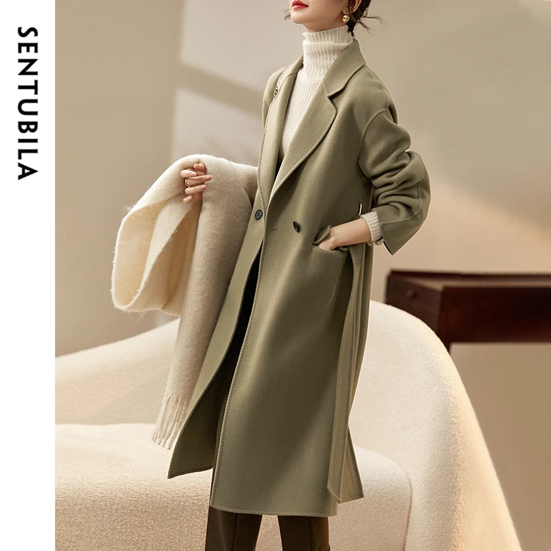 Belted Notched-Lapel Coat