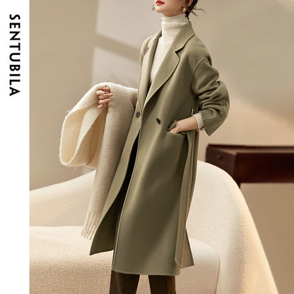 Belted Notched-Lapel Coat