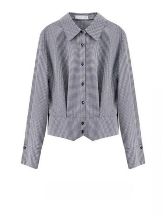 Gingham Button-Front Cropped Shirt