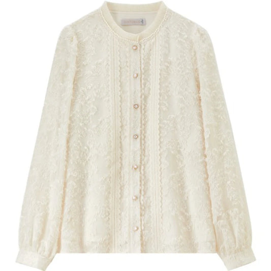 Textured Button-Front Blouse