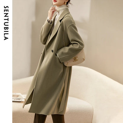 Belted Notched-Lapel Coat