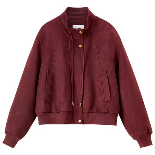 Drawstring-Collar Bomber Jacket