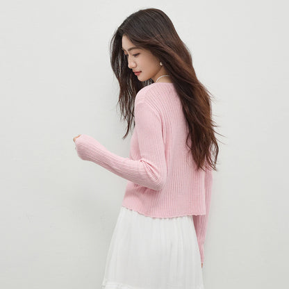 Ribbed V-Neck Cardigan