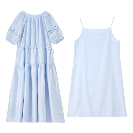 Embroidered Dress and Slip Set