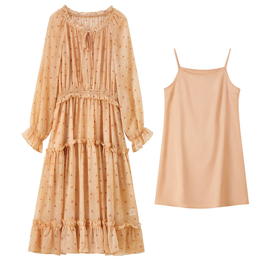 Floral Tiered Dress with Slip