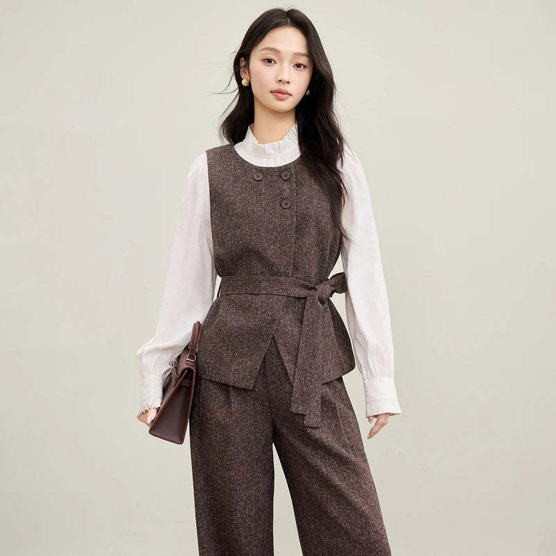 Textured Vest and Pants Set