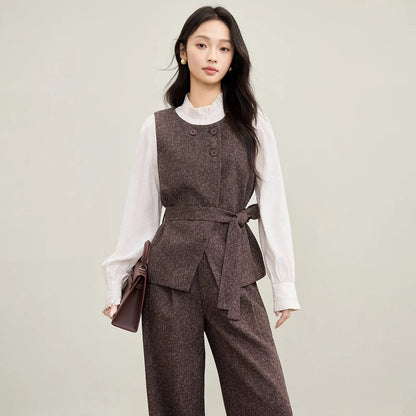 Textured Vest and Pants Set