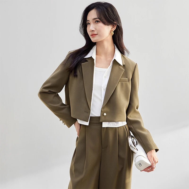 Cropped Notched-Lapel Blazer