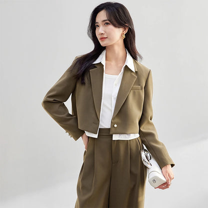 Cropped Notched-Lapel Blazer