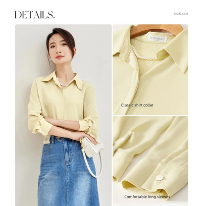 Collared Long-Sleeve Blouse