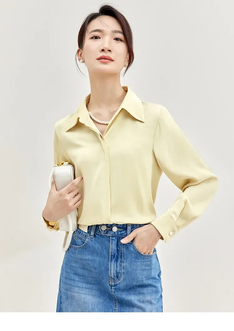 Collared Long-Sleeve Blouse