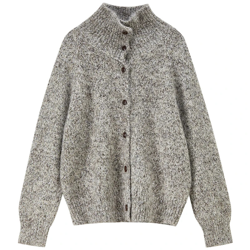 Textured High-Neck Cardigan