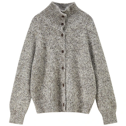 Textured High-Neck Cardigan