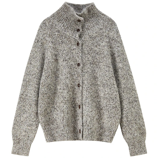 Textured High-Neck Cardigan