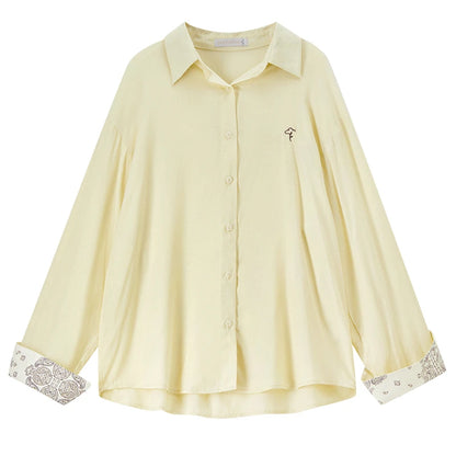 Contrast-Cuff Collared Shirt