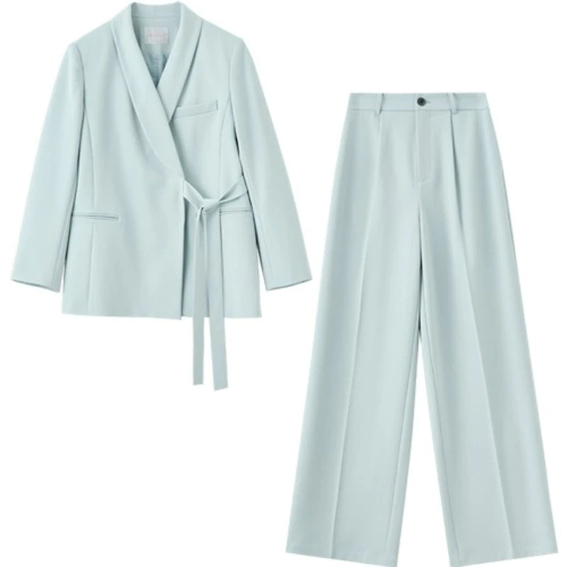 Tie-Waist Blazer and Pants Set