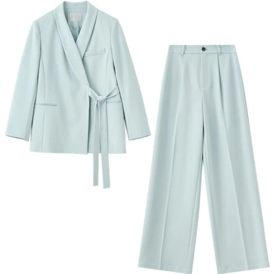 Tie-Waist Blazer and Pants Set