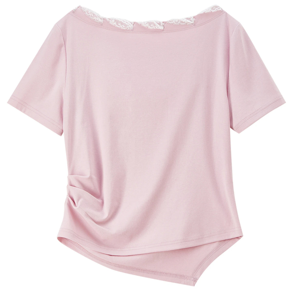 Lace-Trim Ruched Tee