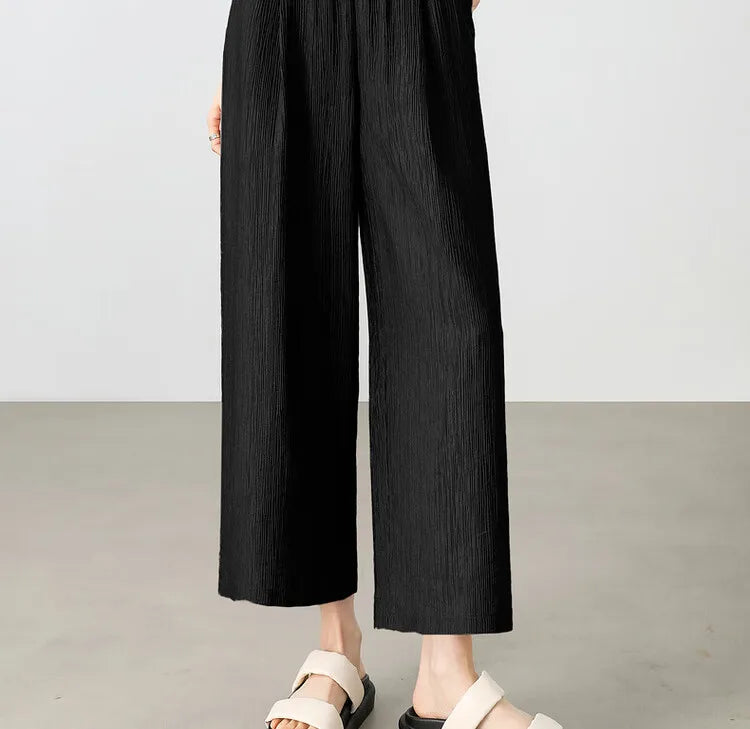Elastic-Waist Wide-Leg Pants
