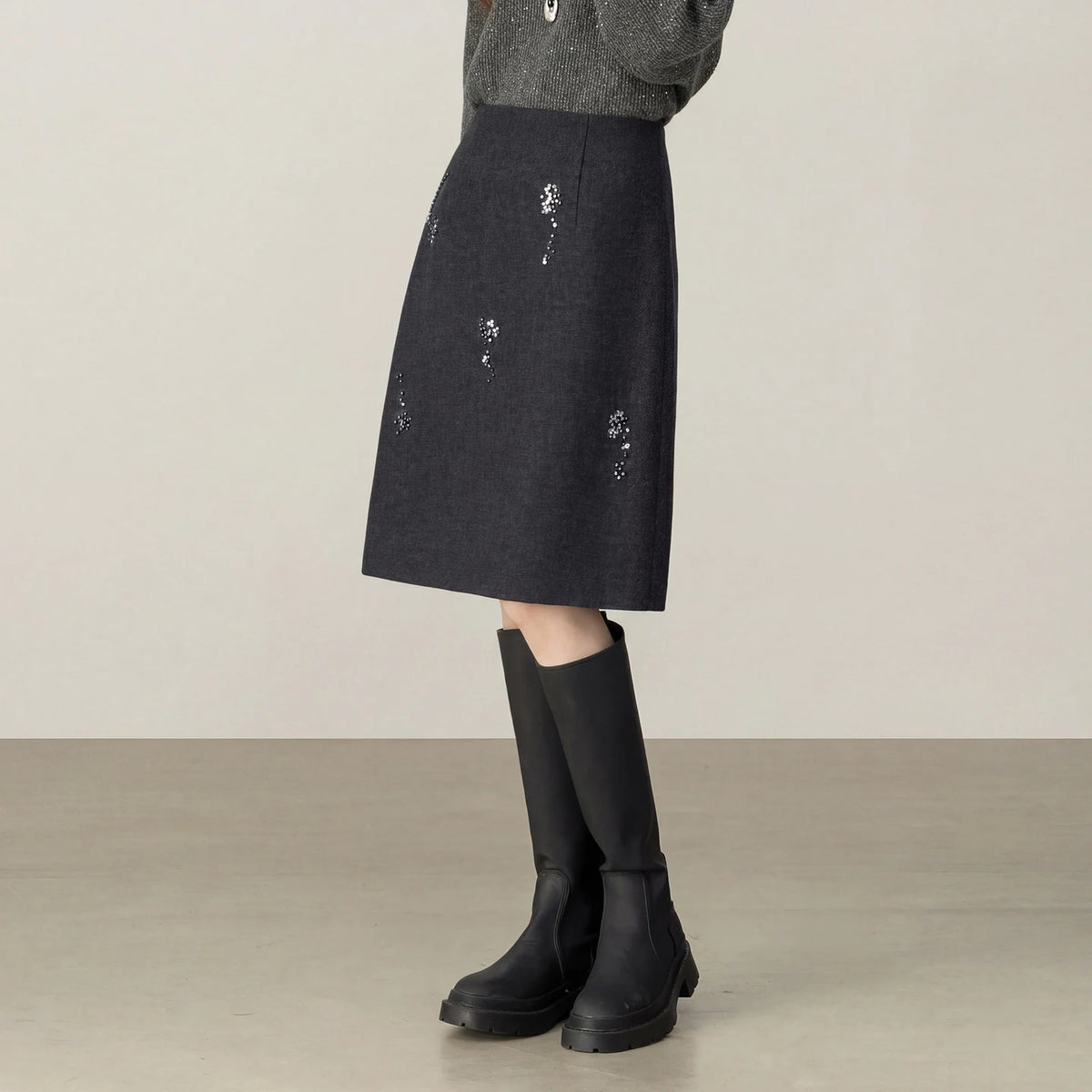 Embellished Straight Skirt