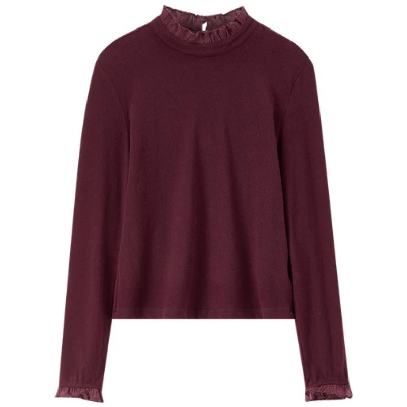 Ruffle-Neck Long-Sleeve Top