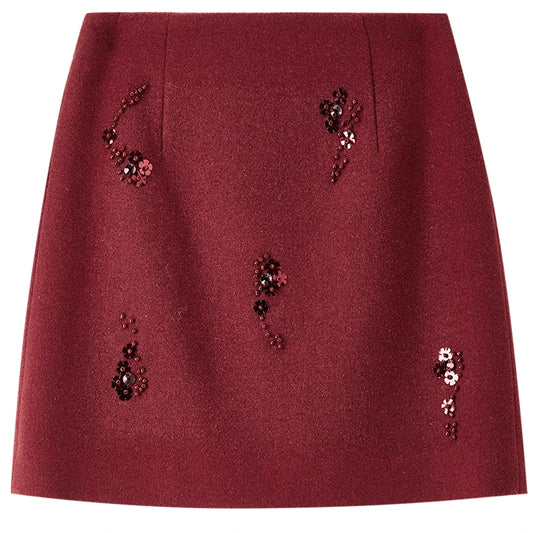 Beaded Floral Mini Skirt