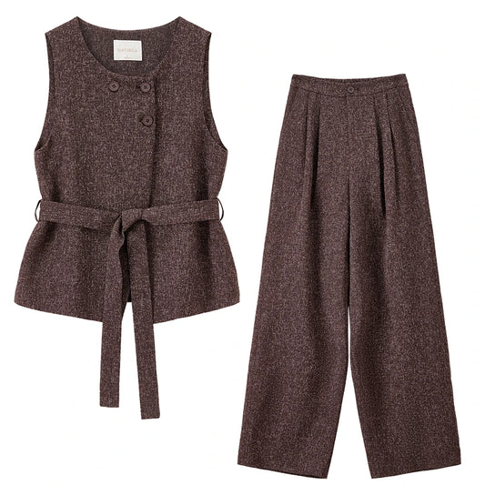 Textured Vest and Pants Set