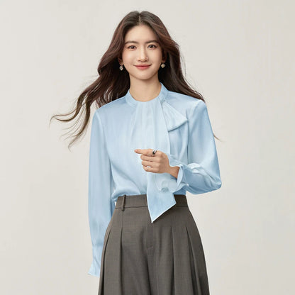 Tie-Neck Long-Sleeve Blouse