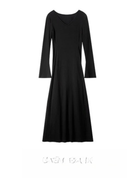 V-Neck Flared-Sleeve Dress