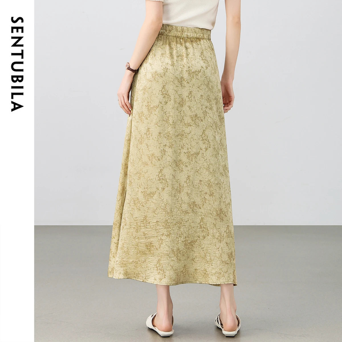 Patterned A-Line Midi Skirt