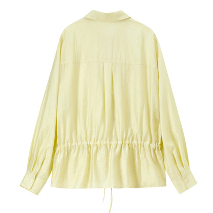 Ruffle-Trim Drawstring-Waist Shirt