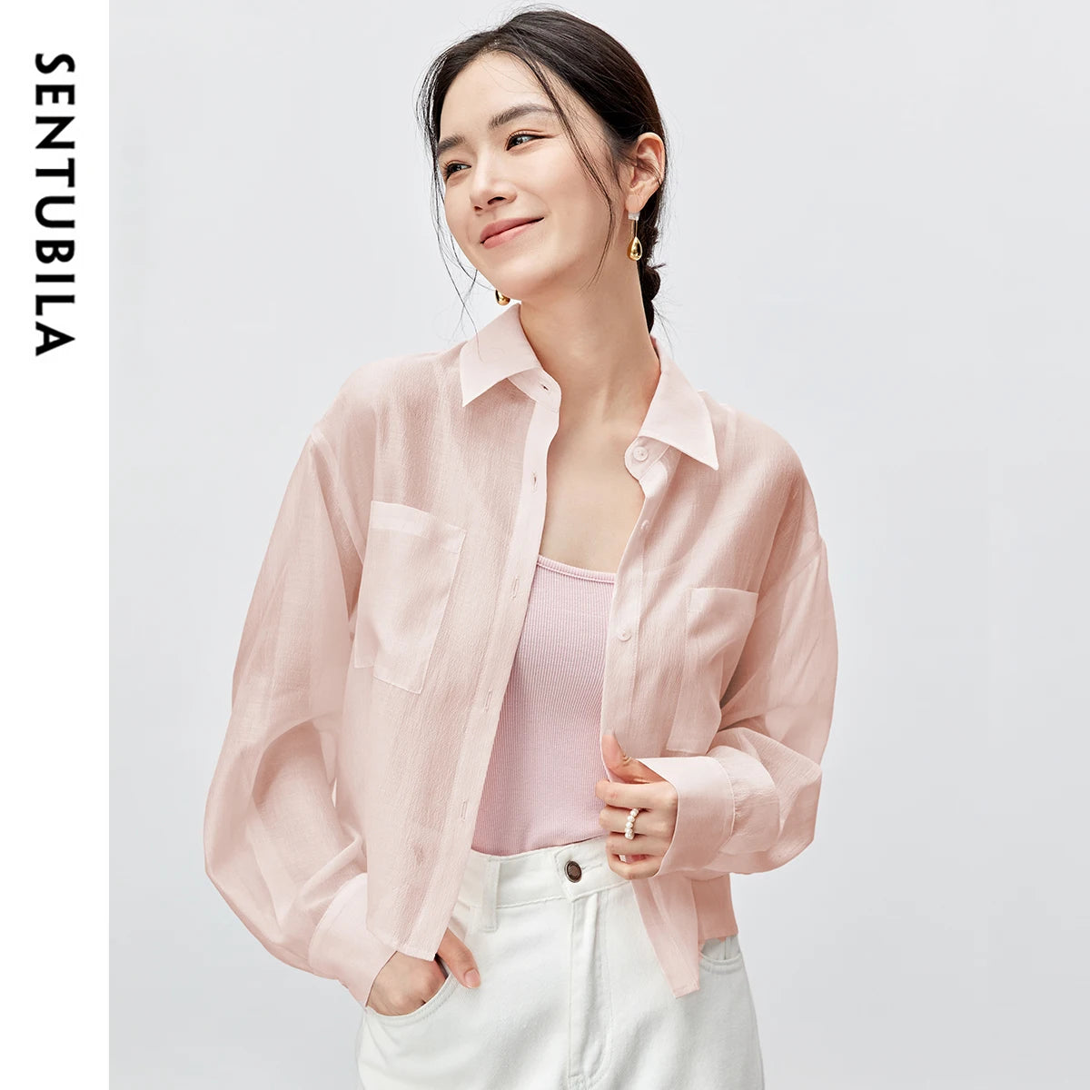 Patch-Pocket Cropped Shirt
