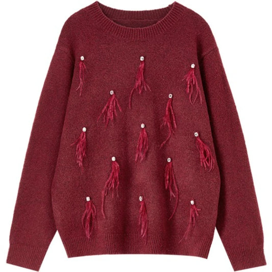 Embellished Crew-Neck Sweater