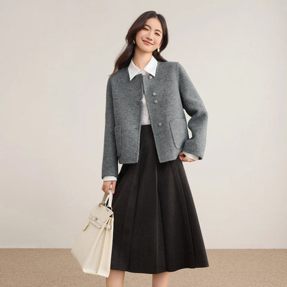 Collarless Patch-Pocket Jacket