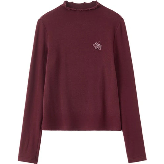 Lettuce-Edge Mock-Neck Top