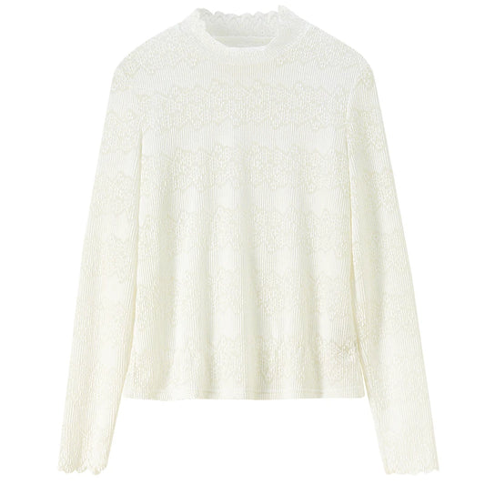Mock-Neck Lace Top