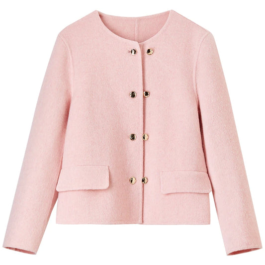 Double-Breasted Collarless Jacket