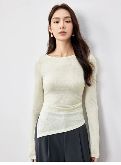 Side-Ruched Long-Sleeve Top
