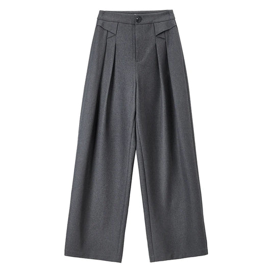 Pleated Wide-Leg Tailored Pants