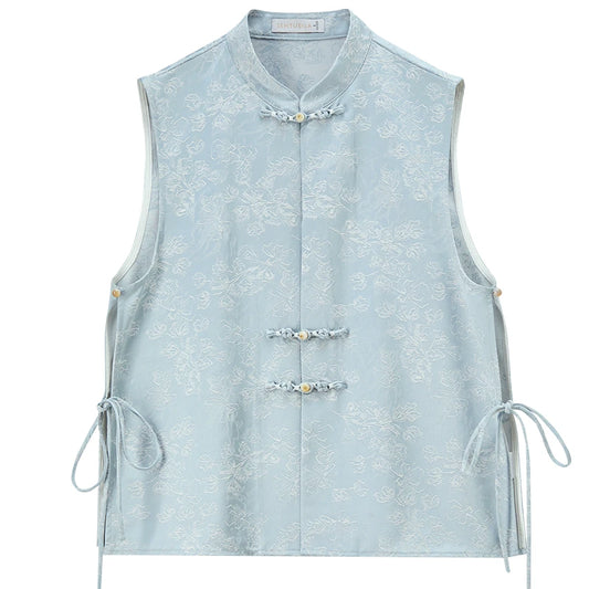 Knot-Button Tie-Side Vest