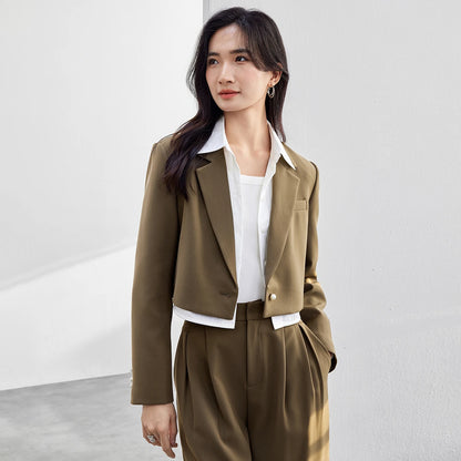 Cropped Notched-Lapel Blazer