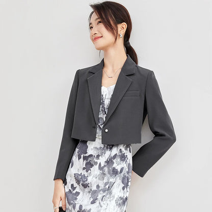 Cropped Notched-Lapel Blazer