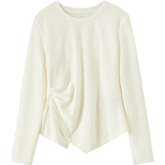 Ruched Asymmetric-Hem Top