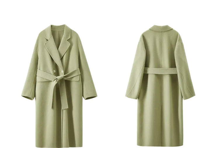 Belted Notched-Lapel Coat