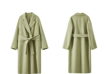 Belted Notched-Lapel Coat