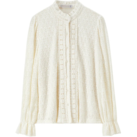 Ruffle-Neck Lace Blouse