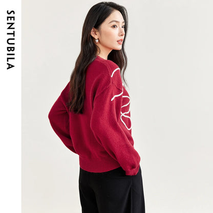 Abstract-Line Crew-Neck Sweater