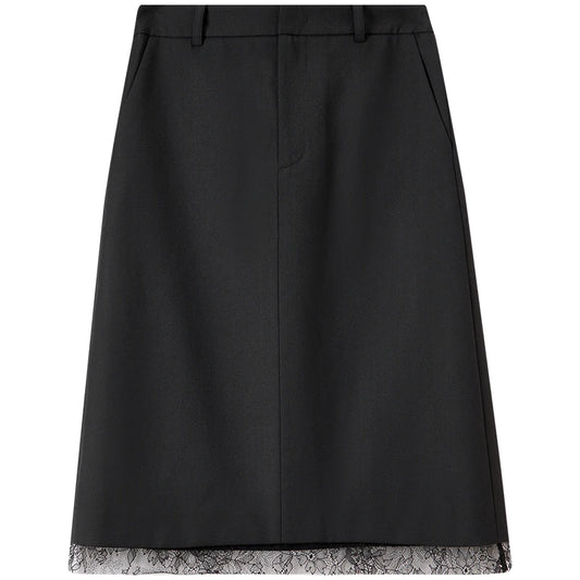 Lace-Hem A-Line Skirt