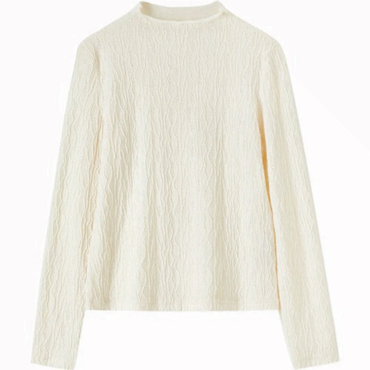 Textured Mock-Neck Long-Sleeve Top